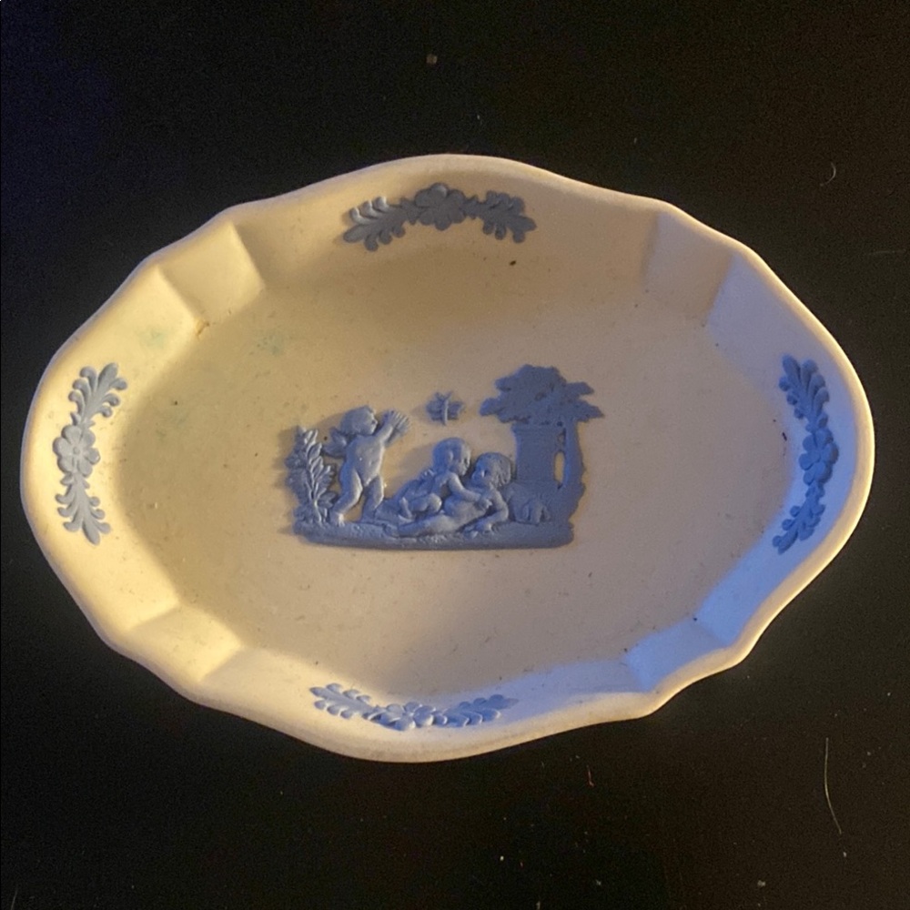 Cream and Blue Decorative Dish